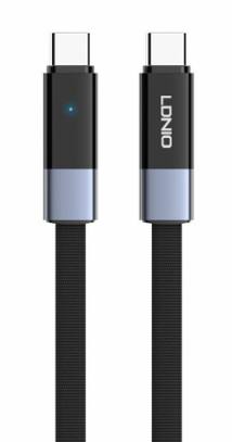 LDNIO καλώδιο USB-C LC242c, flat, 65W, 480Mbps, 2m, μαύρο
