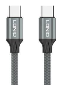 LDNIO καλώδιο USB-C iP-441c, 65W, 480Mbps, 1m, γκρι