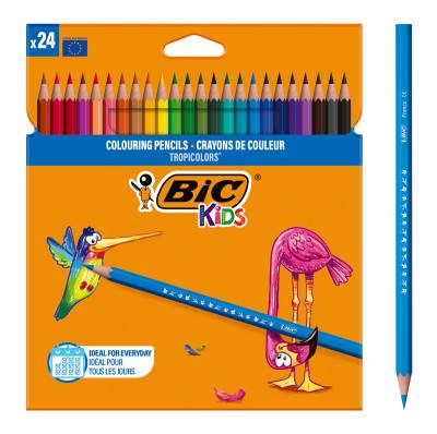 BIC σετ χρωματιστές ξυλομπογιές Kids Tropicolors, εξάγωνες, 24τμχ