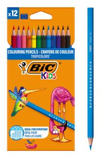 BIC σετ χρωματιστές ξυλομπογιές Kids Tropicolors, εξάγωνες, 12τμχ