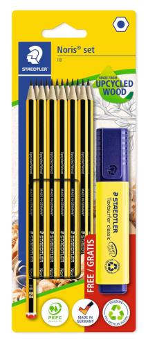 STAEDTLER σετ ξύλινα μολύβια με μαρκαδόρο υπογράμμισης Noris 120-BK12P1, εξάγωνα, ΗB, 13τμχ