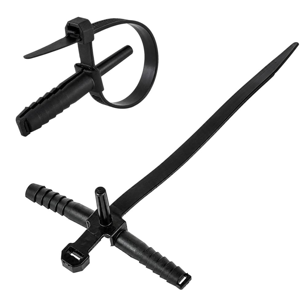 POWERTECH δεματικά καλωδίων με ούπα TIES-084, 7x150mm, μαύρα, 100τμχ