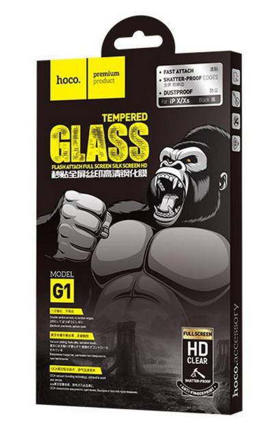 Tempered Glass Hoco 0.33mm Flash Attach Full Silk Screen HD για Apple iPhone X / XS / 11 Pro Μαύρο