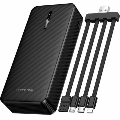 Power Bank Borofone BJ84A 20000mAh με 4 Καλώδια Φόρτισης USB-C USB-A Lightning Micro-USB και LED Ένδειξη Μπαταρίας Μαύρο