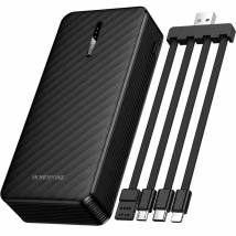 Power Bank Borofone BJ84A 20000mAh με 4 Καλώδια Φόρτισης USB-C USB-A Lightning Micro-USB και LED Ένδειξη Μπαταρίας Μαύρο