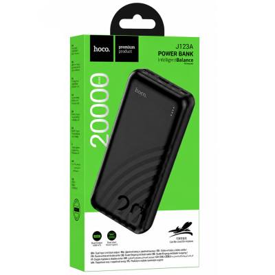 Power Bank Hoco J123A Element 20000mAh 5V/2A 1xUSB-C 1xUSB-A 1xMicroUSB και LED Ένδειξη Μπαταρίας Μαύρο