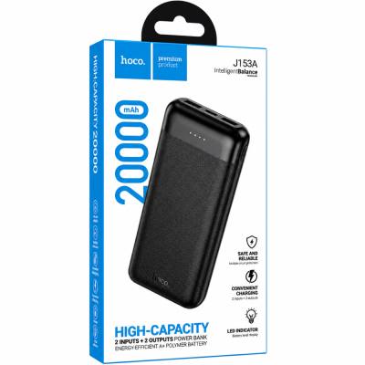 Power Bank Hoco J153A Stability 10W 20000mAh 2xUSB-A 1xUSB-C 1xMicroUSB και LED Ένδειξη Μπαταρίας Μαύρο