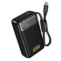 Power Bank Hoco Q53 Skillful 12000mAh PD65W QC3.0 1xUSB-C 1xUSB-A  με Ενσωματωμένο Καλώδιο USB-C και LED Ένδειξη Μαύρο