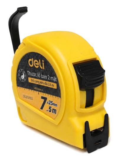 DELI μετροταινία DL270725L με κλείδωμα & clip ζώνης, 7.5m x 25mm