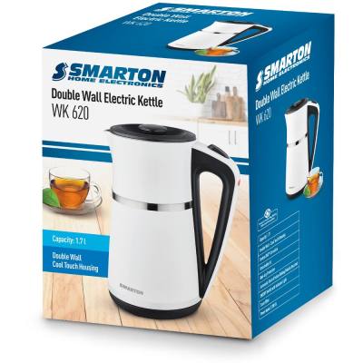 Βραστήρας Smarton WK 620 1.7lt 2200W με Διπλό Τοίχωμα Διακόπτη On/Off και Προστασία Υπερθέρμανσης Ασπρόμαυρος