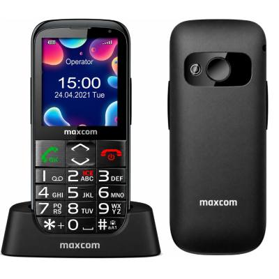 Maxcom MM724 L 4G 2.2" 1300mAh με Βάση Φόρτισης, Μεγάλα Πλήκτρα, Ραδιόφωνο, Φακό Bluetooth και Πλήκτρο SOS Μαύρο