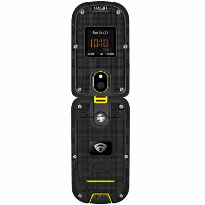 Noozy Hero 4G Dual Sim με Διπλή Οθόνη 2.4"+1.44" Bluetooth Φακό 1200mAh Μπαταρία IP68 Μαύρο-Κίτρινο με Ελληνικό Πληκτρολόγιο