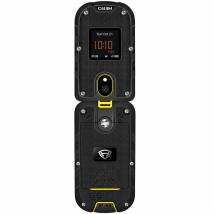 Noozy Hero 4G Dual Sim με Διπλή Οθόνη 2.4"+1.44" Bluetooth Φακό 1200mAh Μπαταρία IP68 Μαύρο-Κίτρινο με Ελληνικό Πληκτρολόγιο
