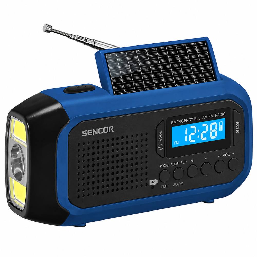 Ραδιόφωνο Camping Ηλιάκο Sencor SRD 1050SCL BB με USB-C Hand Crank και Διπλό Φωτισμό LED FM/AM IPX4 Μπλε