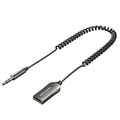 VENTION USB Car Bluetooth 5.4 Audio Receiver with Coiled Cable 1.5M Gray Zinc Alloy Type (NAIHG) (VENNAIHG)