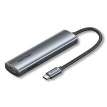 VENTION USB-C to HDMI + USB 3.0 + USB 2.0 + USB 2.0 Type-C + PD Docking Station 0.15M Gray Aluminum Alloy Type (TGLHB) (VENTGLHB