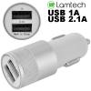 LAMTECH 2xUSB 2,4A CAR CHARGER FOR MOBILE PHONES WHITE