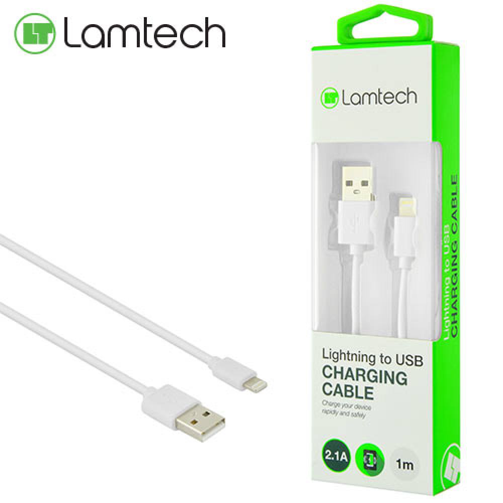 LAMTECH CHARGING & DATACABLE LIGHTNING 1m WHITE