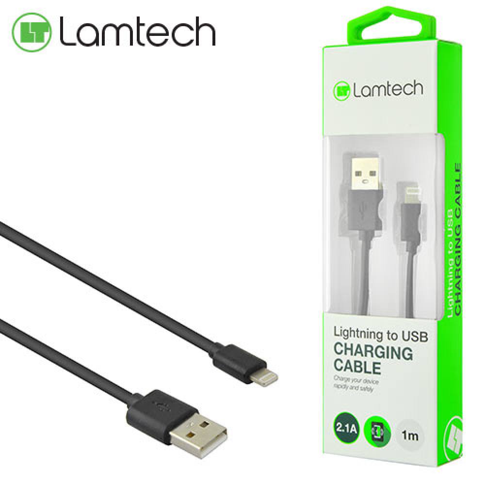 LAMTECH CHARGING & DATACABLE LIGHTNING 1m BLACK