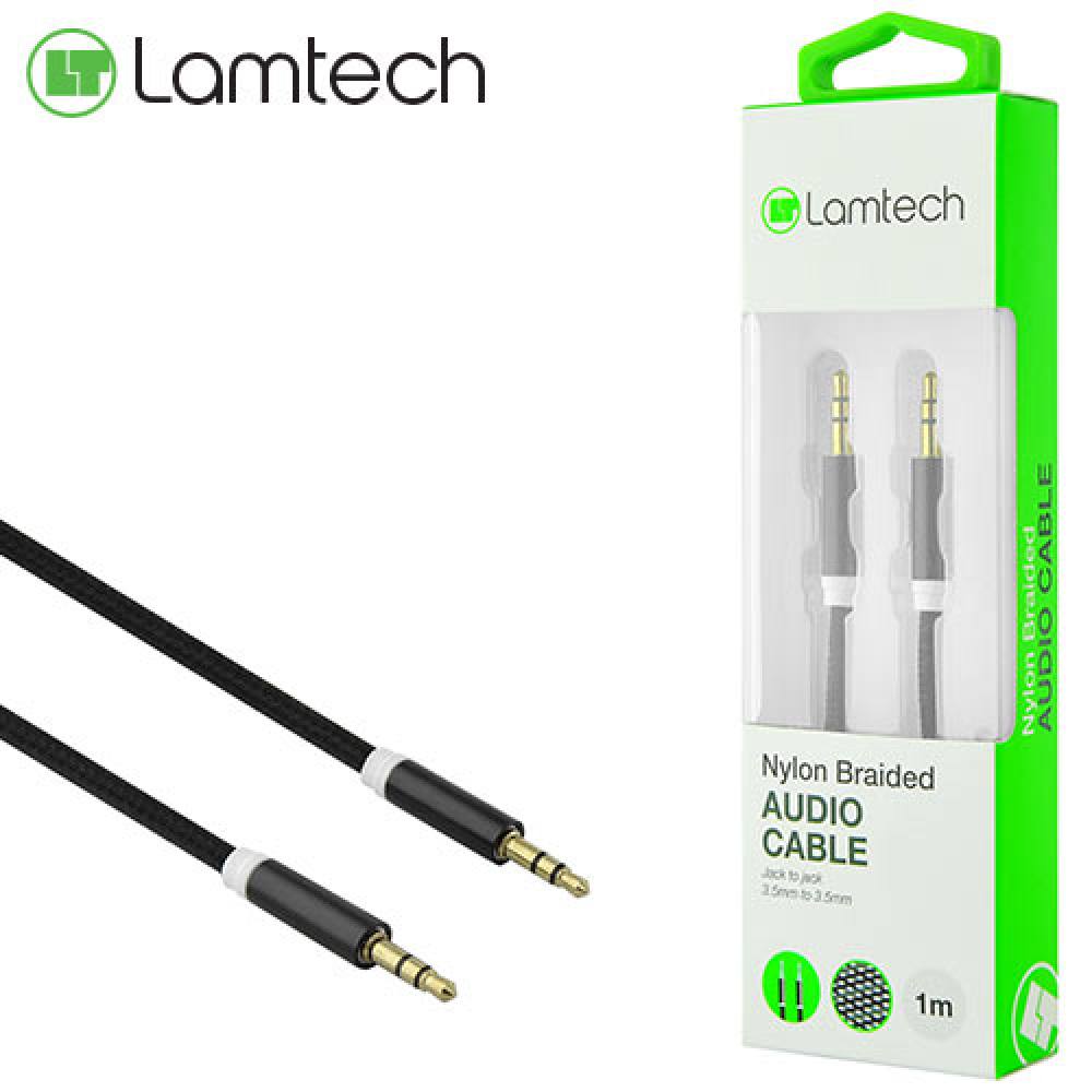 LAMTECH AUDIOCABLE BRAIDED 1m 3.5mm to 3.5mm BLACK