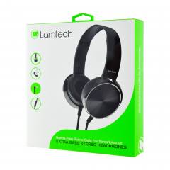 LAMTECH EXTRA BASS STEREO HEADPHONES WITH MIC BLACK