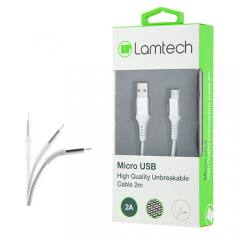 LAMTECH MICRO USB HIGH QUALITY UNBREAKABLE CABLE SILVER 2M