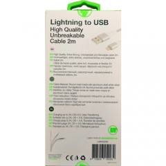 LAMTECH LIGHTNING TO USB HIGH QUALITY UNBREAKABLE CABLE SILVER 2M