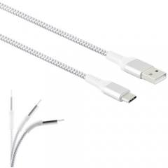 LAMTECH TYPE-C V2,0 HIGH QUALITY UNBREAKABLE CABLE SILVER 2M