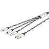 LAMTECH HIGH QUALITY 3 IN 1 USB CABLE WITH METALLIC SHELL SILVER 1M