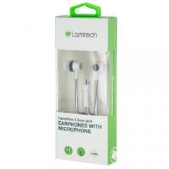 LAMTECH HANDSFREE WITH MIC 3,5MM JACK WHITE