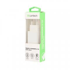 LAMTECH USB TRAVEL CHARGER 2,1A WHITE