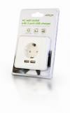 ENERGENIE AC WALL SOCKET WITH 2 PORT USB CHARGER 2,4A WHITE