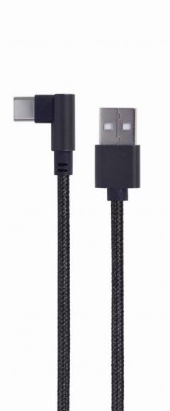 CABLEXPERT ANGLED USB TYPE-C CHARGING & DATA CABLE 0.2M BLACK