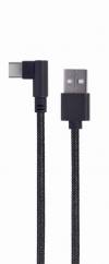 CABLEXPERT ANGLED USB TYPE-C CHARGING & DATA CABLE 0.2M BLACK