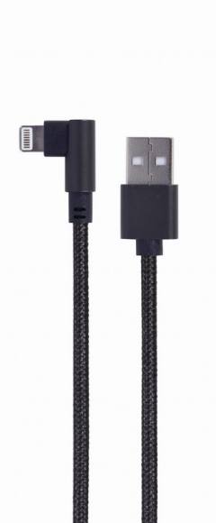 CABLEXPERT ANGLED 8-PIN USB CHARGING & DATA CABLE 0.2M BLACK