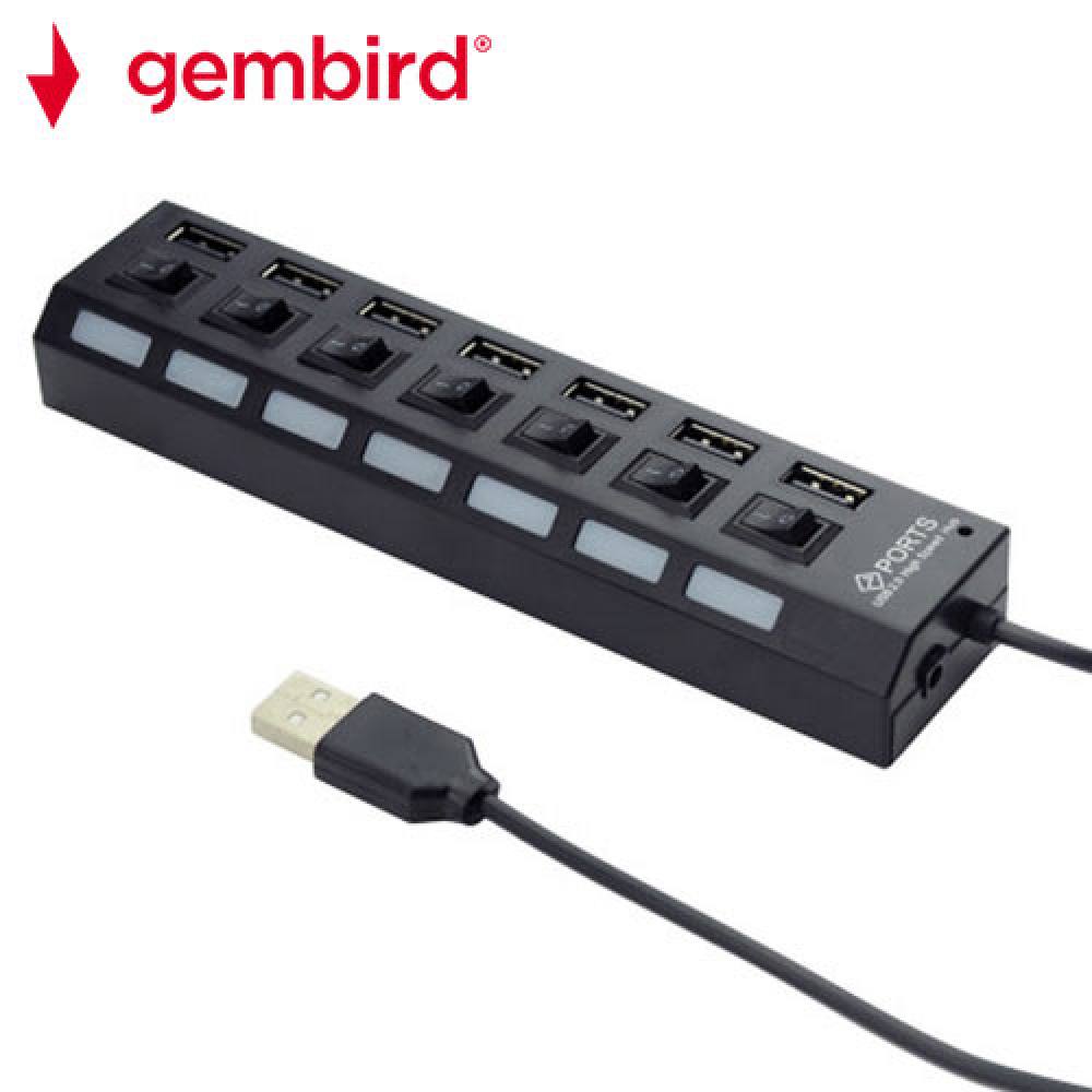 GEMBIRD USB2.0 7-PORT HUB WITH SWITCHES POWER ADAPTER BLACK