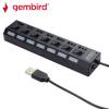 GEMBIRD USB2.0 7-PORT HUB WITH SWITCHES POWER ADAPTER BLACK