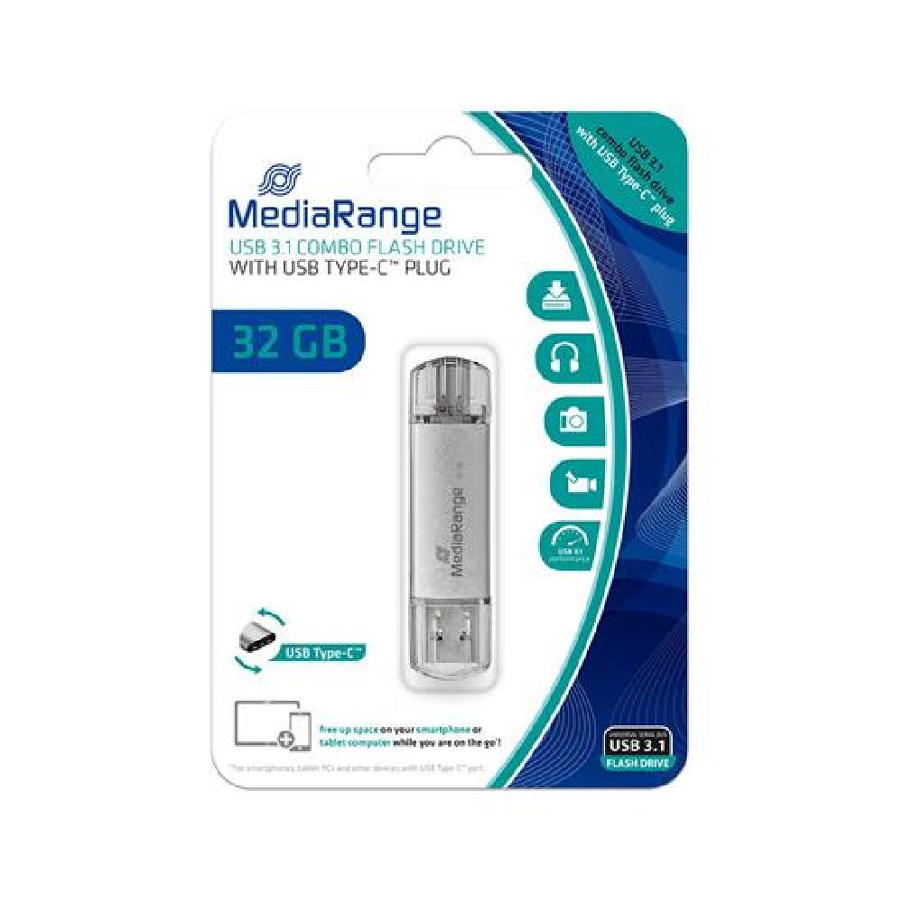 MediaRange USB 3.0 Combo Flash Drive with USB Type-C™ plug, 32GB