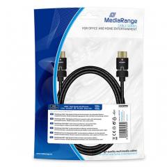 Καλώδιο MediaRange HDMI, 18 Gbit/s data transfer rate, 2.0m, cotton, black (MRCS197)