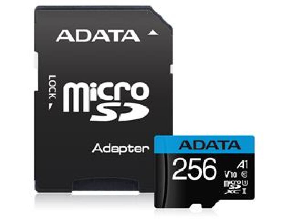 ADATA SDXC MICRO 256GB PREMIER AUSDX256GUICL10A1-RA1, CLASS 10, UHS-1, V10, SD ADAPTER, LTW.