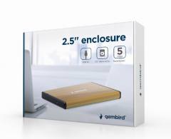 GEMBIRD USB 3.0 2.5' ENCLOSURE BRUSHED ALUMINUM GOLD