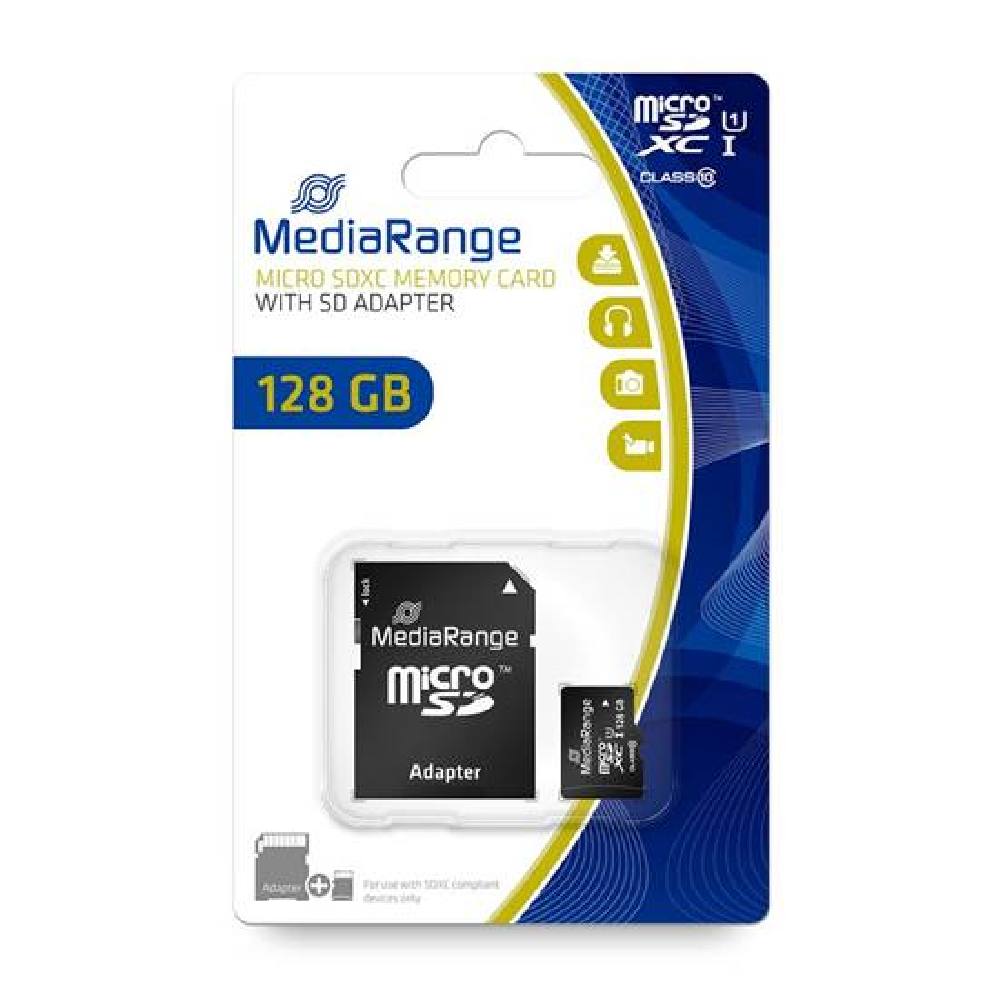 MediaRange Micro SDXCI Class 10 UHS-1 With SD Adaptor 128 GB (eXtended Capacity)