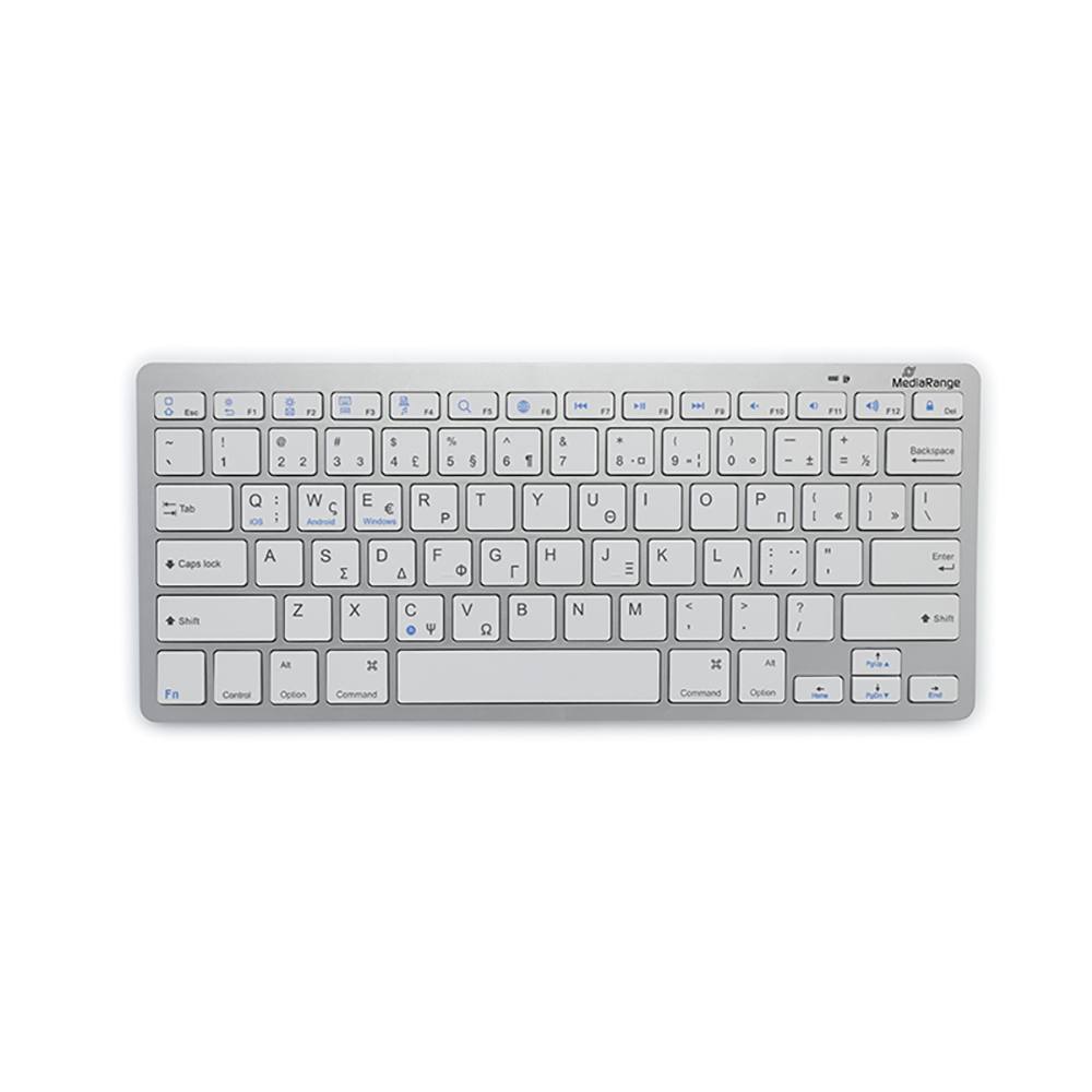 MediaRange Compact-sized Bluetooth 5.0 keyboard with 78 ultraflat keys Silver (MROS132-GR)