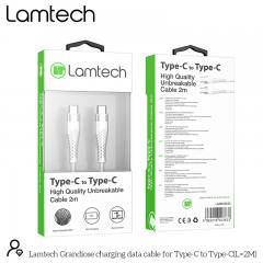 LAMTECH HQ UNBREAKABLE CABLE TYPE-C TO TYPE-C WHITE 2M