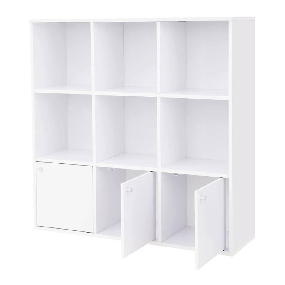 Ξύλινη Βιβλιοθήκη με 6 Ράφια και 3 Ντουλάπια 97.5 x 29 x 97.5 cm  Vasagle (LBC33WT) (VASLBC33WT)