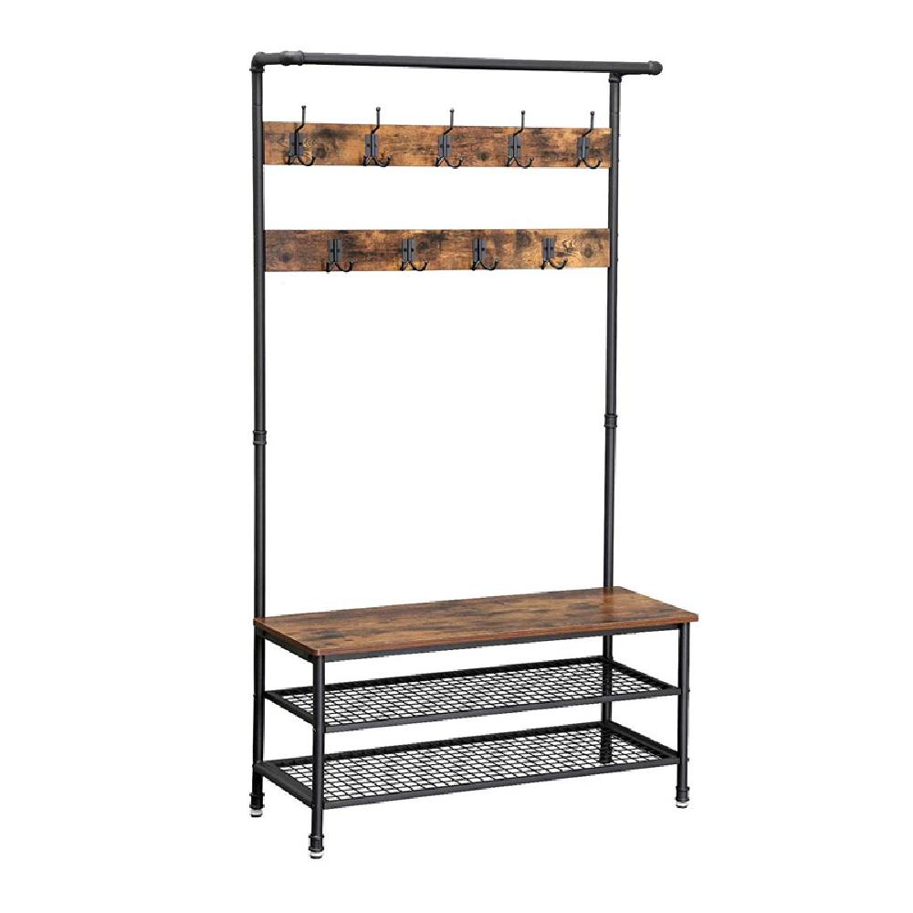 Μεταλλικό Έπιπλο Εισόδου με 3 Ράφια και 9 Διπλές Κρεμάστρες 100 x 182 x 41.5 cm Vasagle (HSR47BX) (VASHSR47BX)