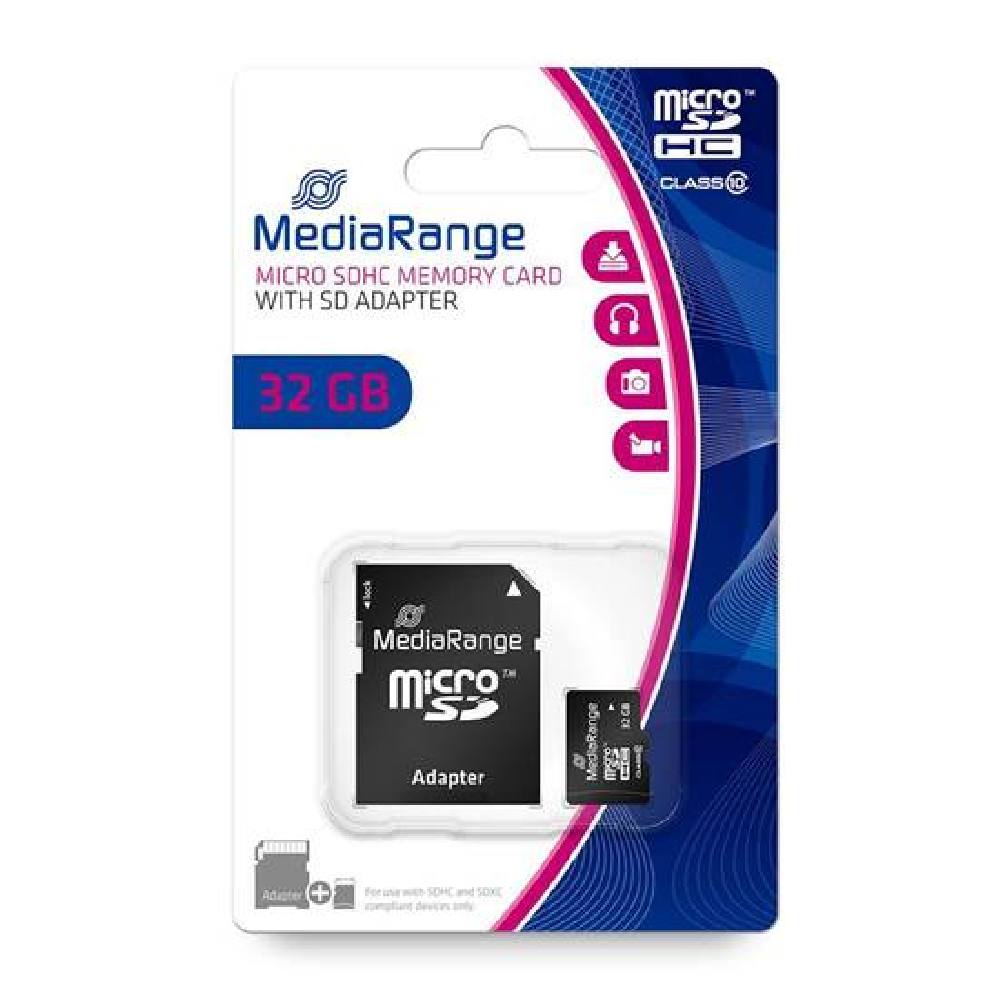 MediaRange Micro SDHC Class 10 With SD Adaptor 32 GB (High Capacity)