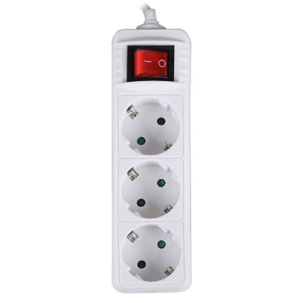 LAMTECH POWER STRIP WITH SWITCH 3 OUTLETS WHITE 1.5M