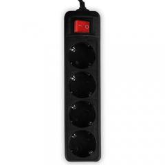 LAMTECH POWER STRIP WITH SWITCH 4 OUTLETS BLACK 1.5M