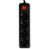 LAMTECH POWER STRIP WITH SWITCH 4 OUTLETS BLACK 1.5M